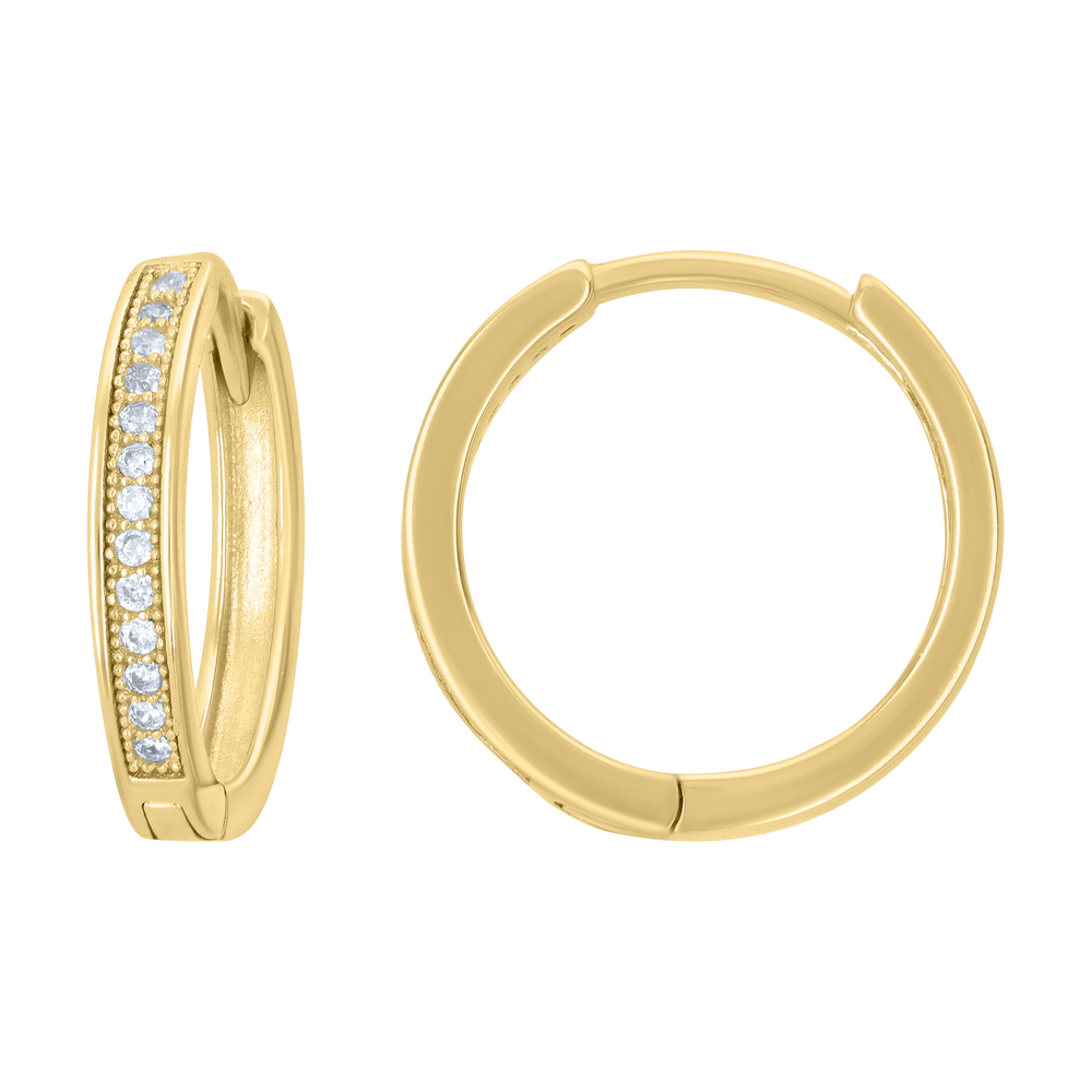 925 Sterling Silver Yellow Womens CubicZirconia Single Row Endless Hoop Earrings